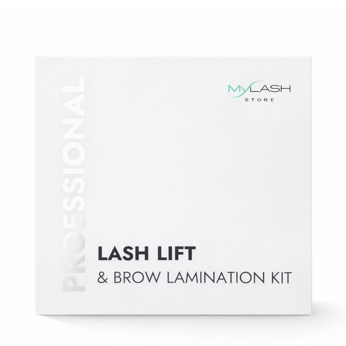 Lash lift and brow lamination kit packaging with 'Mylash Store' branding on a white background.
