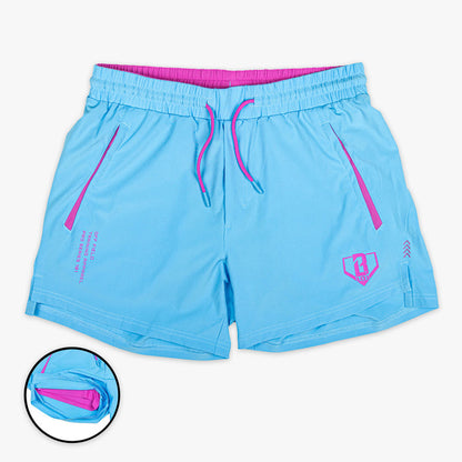 Blue Pro Series with Liner Cotton Candy Blue shorts — front view