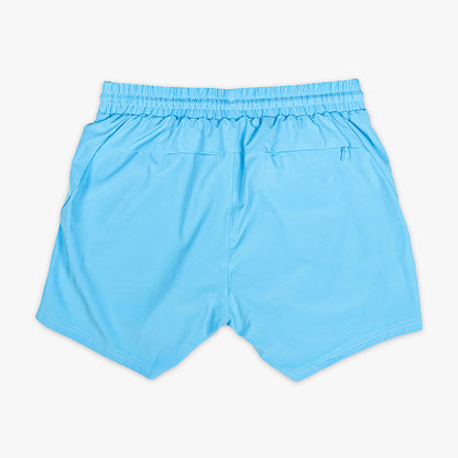 Blue Pro Series with Liner Cotton Candy Blue youth shorts — back view