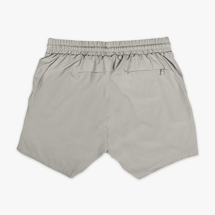 Gray and light blue Pro Series with Liner youth shorts — back view