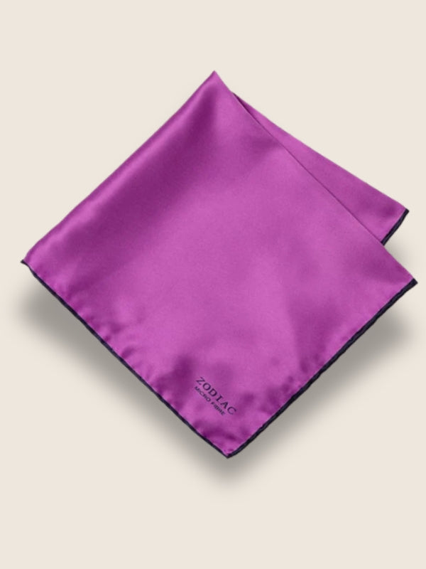 Purple/ Navy Solid Silk Pocket Square