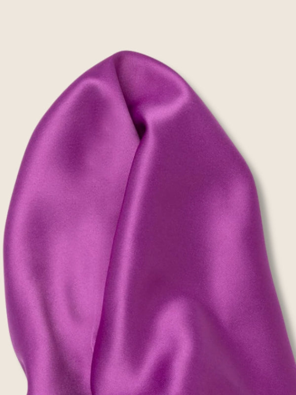 Purple/ Navy Solid Silk Pocket Square