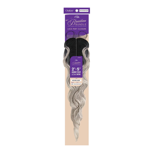 Purple Pack Brazilian Bundle Lace Closure 2X5 Natural Body 18”