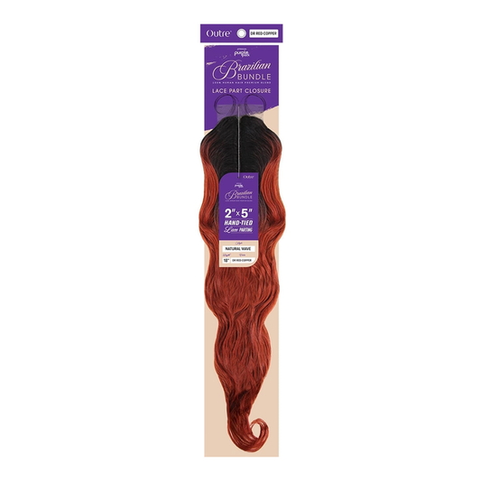 Purple Pack Brazilian Bundle Lace Closure 2X5 Natural Wave 18”