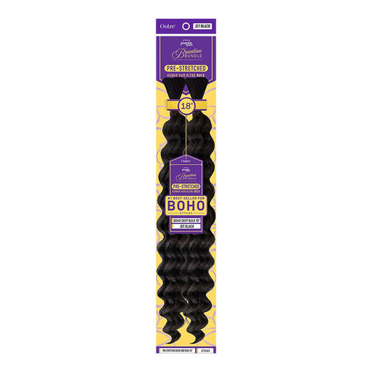 OUTRE braid 18 inch jet black pre-stretched boho deep bulk hair wavy boho texture in retail packaging