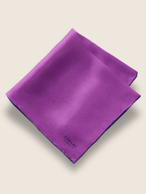 Purple/Navy Solid Silk Pocket Square