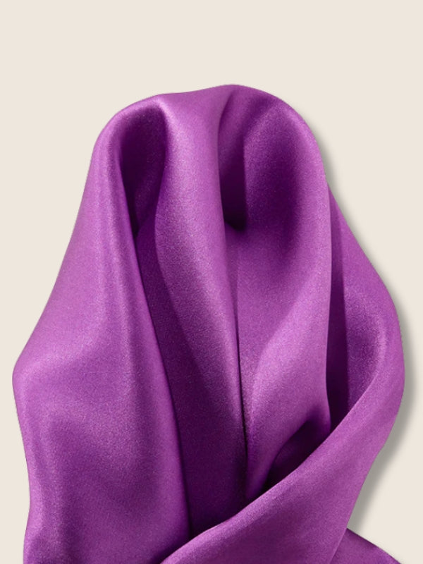 Purple/Navy Solid Silk Pocket Square