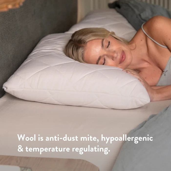 Quilted British Wool Pillow with a 100% cotton cover handmade in the UK from traceable British wool.