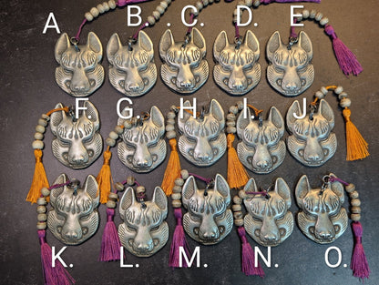 REAL PEWTER METAL CAST KITSUNE CHARM GLOW IN THE DARK EYES