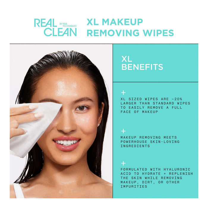 Real Techniques Real Clean XL Makeup Removing Wipes 25ct