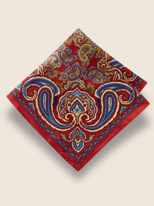 Red/Maroon Paisley Silk Pocket Square