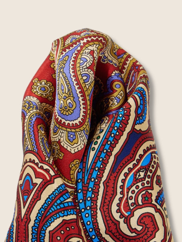 Red/Maroon Paisley Silk Pocket Square