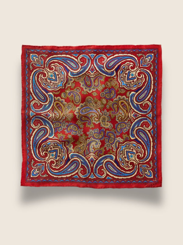 Red/Maroon Paisley Silk Pocket Square