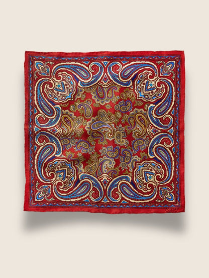 Red/Maroon Paisley Silk Pocket Square