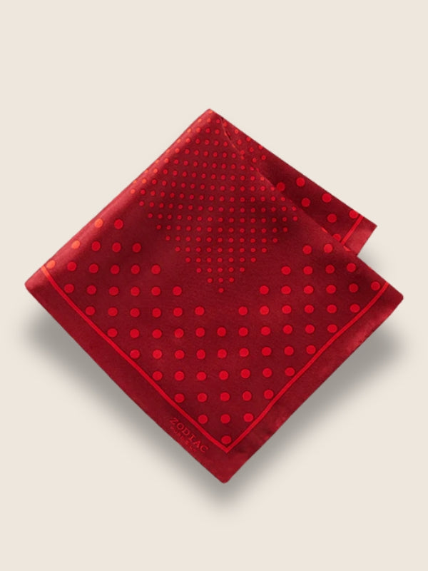 Red/Maroon Polka Dot Silk Pocket Square