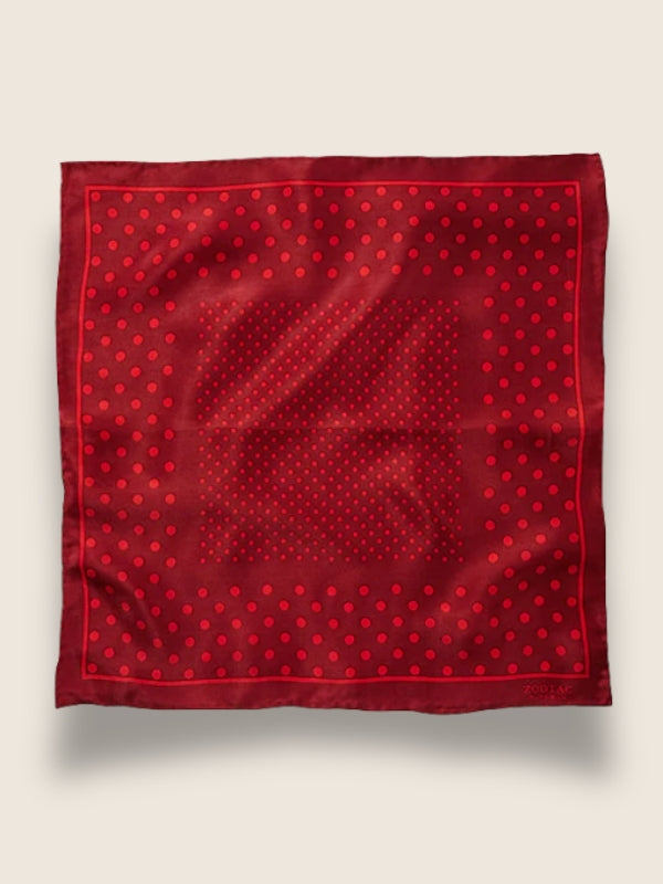 Red/Maroon Polka Dot Silk Pocket Square