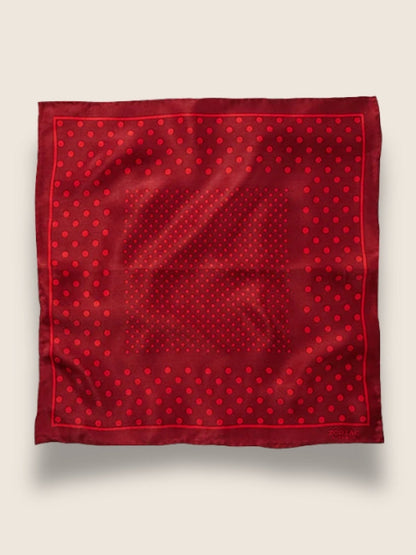 Red/Maroon Polka Dot Silk Pocket Square
