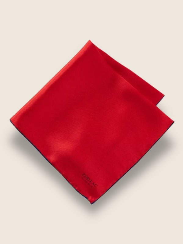 Red/Navy Solid Silk Pocket Square