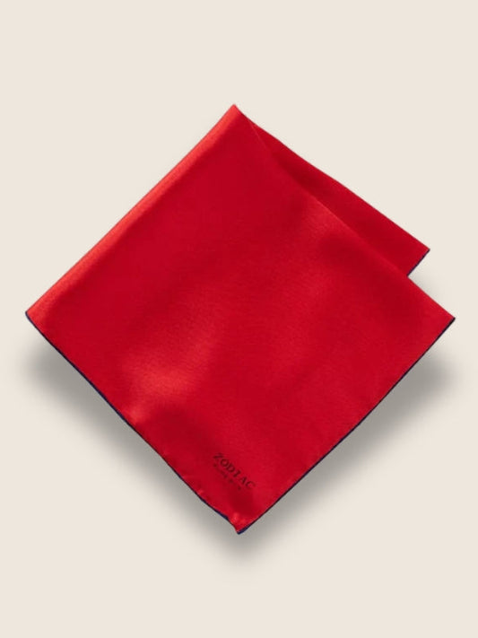 Red/Navy Solid Silk Pocket Square