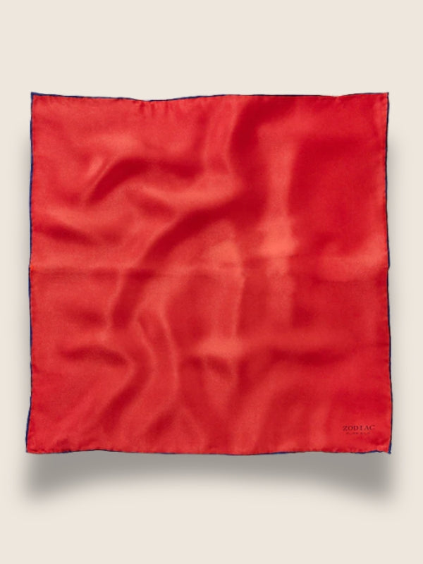 Red/Navy Solid Silk Pocket Square