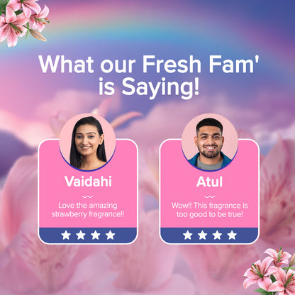 Customer reviews highlighting Aqualogica Dewy Floral Kiss body mist