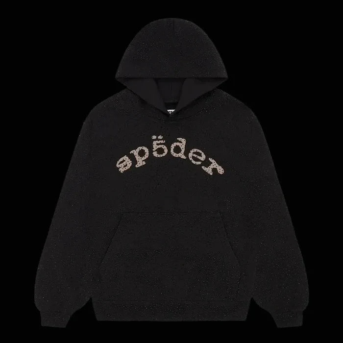 Rhinestone Sp5der Hoodie Black