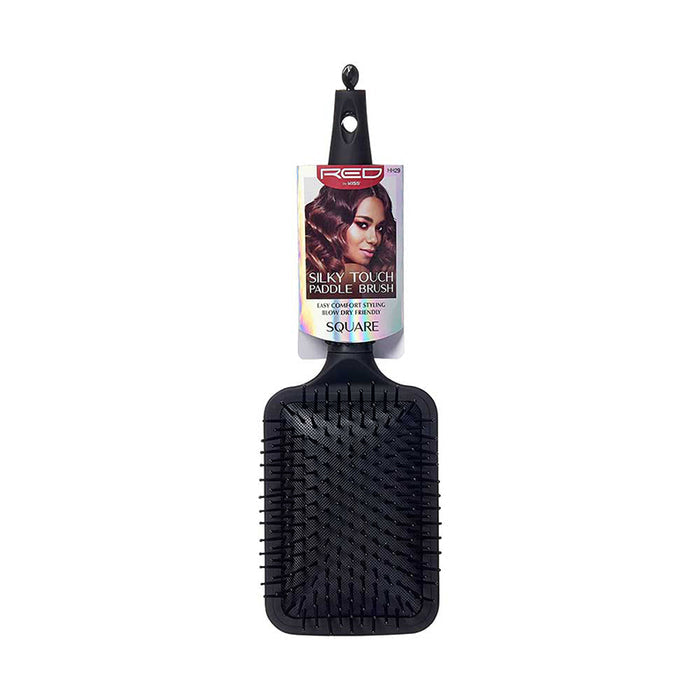 RED BEAUTY by KISS jumbo rubber paddle brush black square cushioned paddle for detangling and smoothing