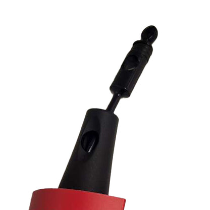 RED BEAUTY by KISS jumbo rubber paddle brush close up showing black ergonomic handle and red cushion