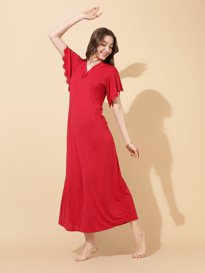 Ruby red soft modal best sleepwear for women In India