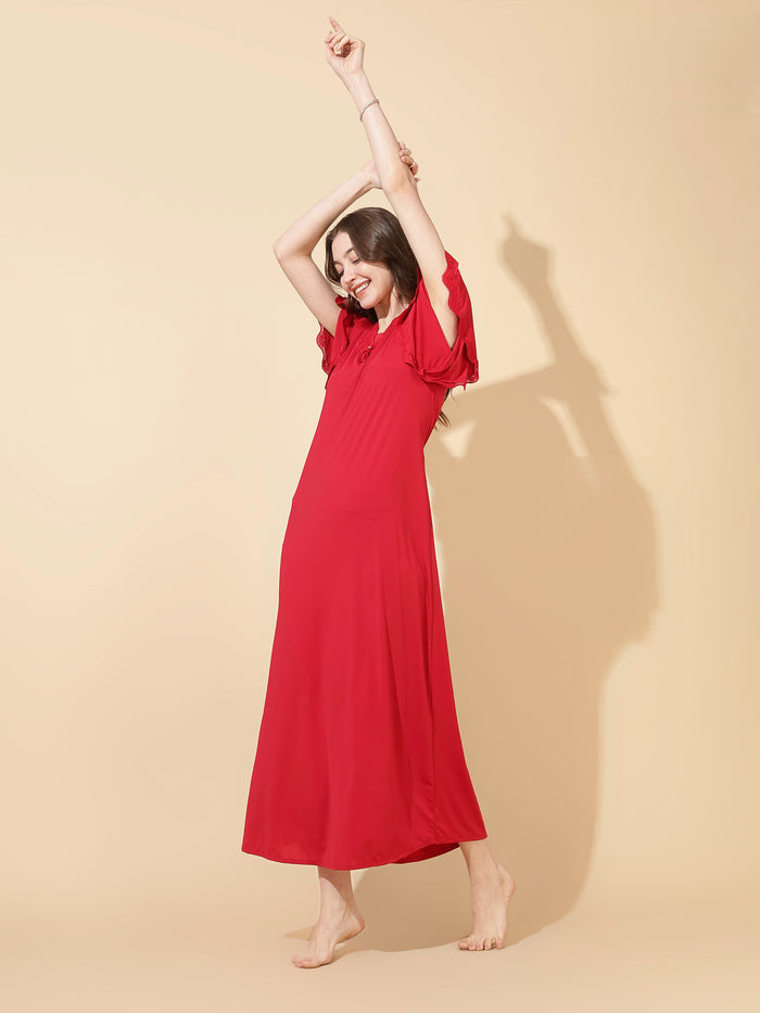 Ruby red soft modal best sleepwear for women In India