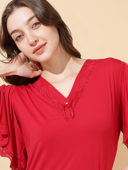 Ruby red soft modal best sleepwear for women In India