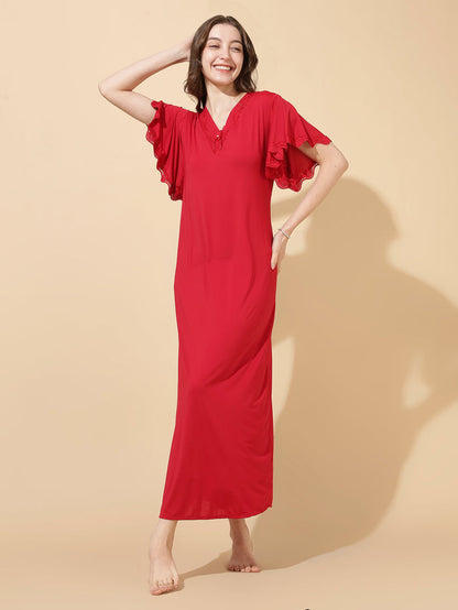 Ruby red soft modal best sleepwear for women In India