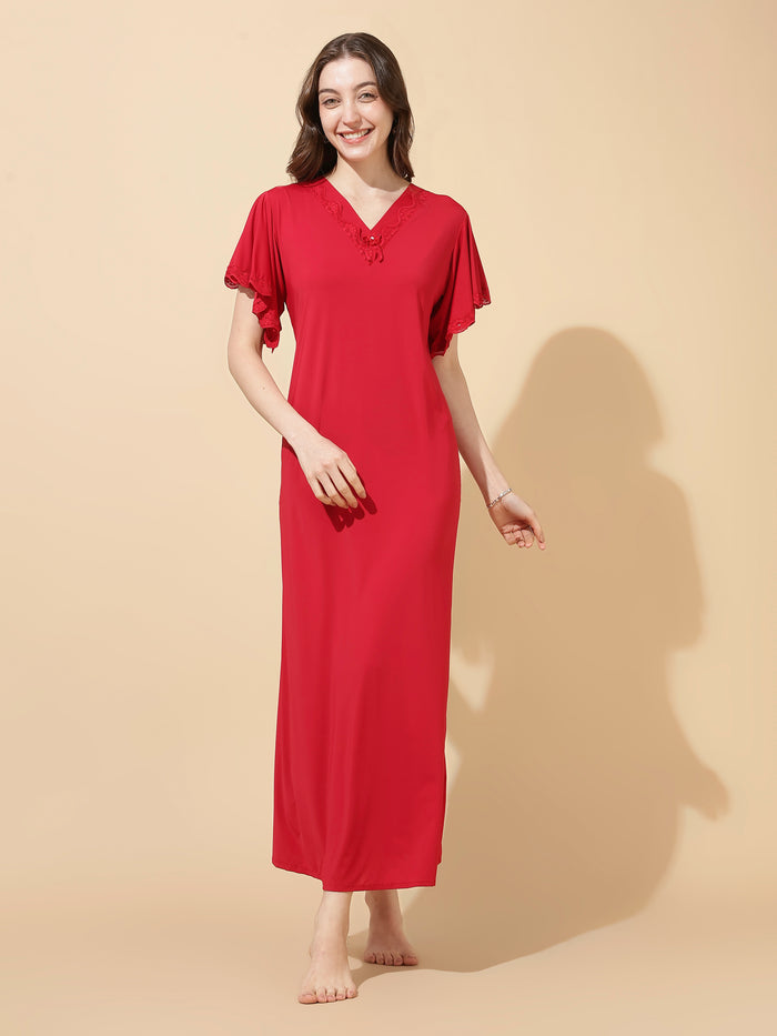 Ruby red soft modal best sleepwear for women In India