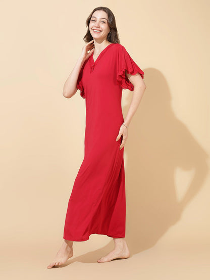 Ruby red soft modal best sleepwear for women In India