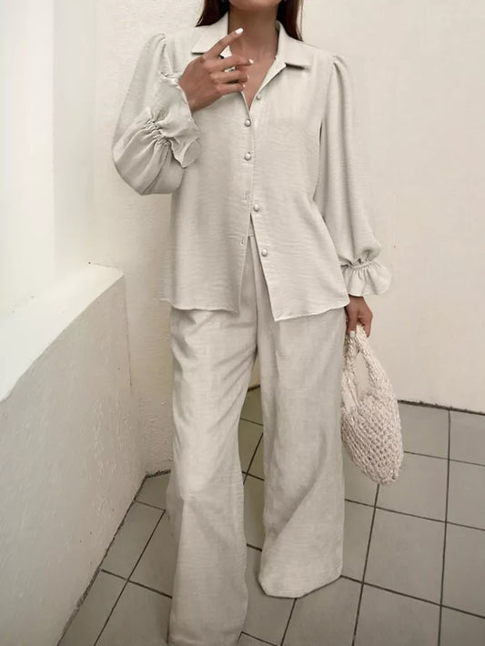 Ruffle Sleeve Shirt and Pants Set
