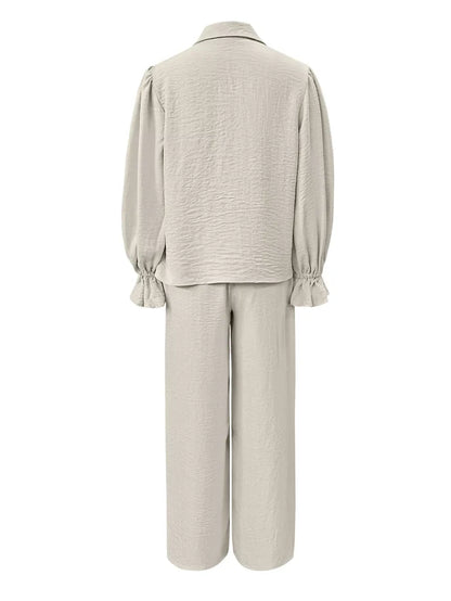 Ruffle Sleeve Shirt and Pants Set