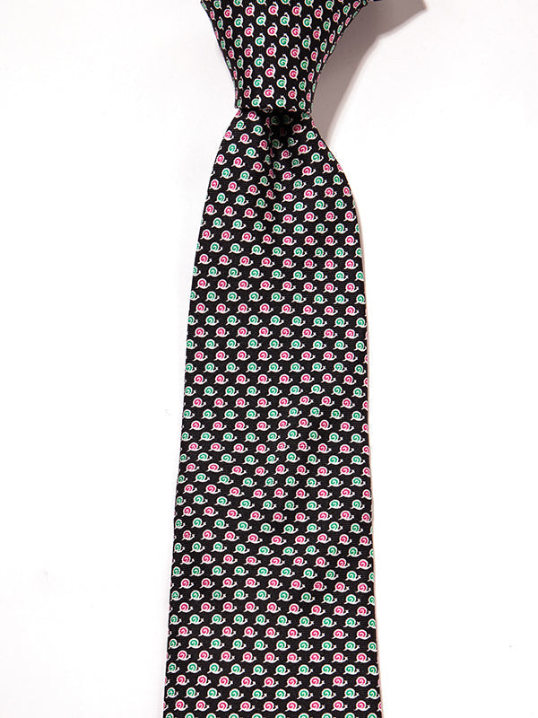 Saglia Printed Dark Black Silk Tie