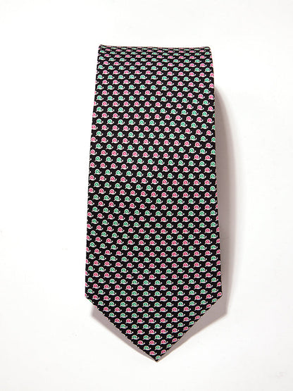 Saglia Printed Dark Black Silk Tie