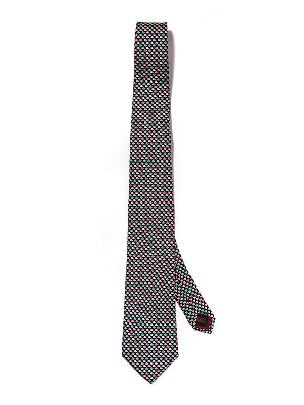 Saglia Printed Dark Black Silk Tie