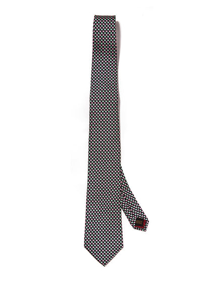 Saglia Printed Dark Black Silk Tie