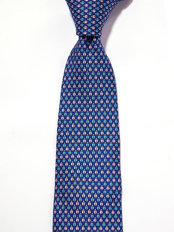 Saglia Printed Dark Blue Silk Tie