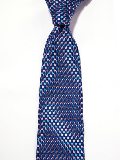 Saglia Printed Dark Blue Silk Tie