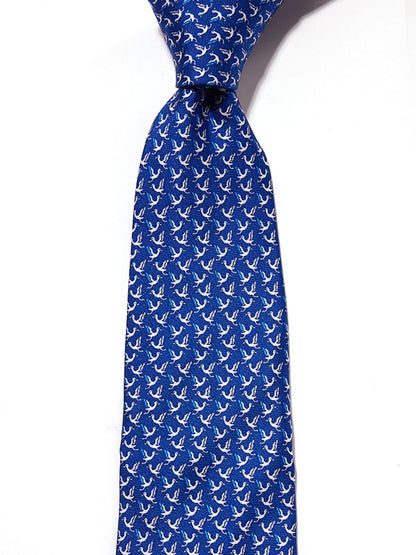 Saglia Printed Dark Blue Silk Tie