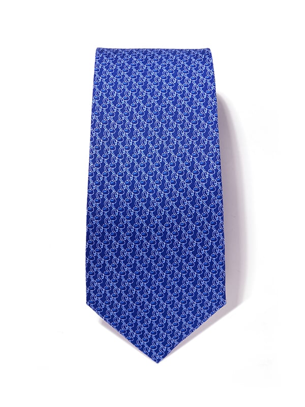 Saglia Printed Dark Blue Silk Tie