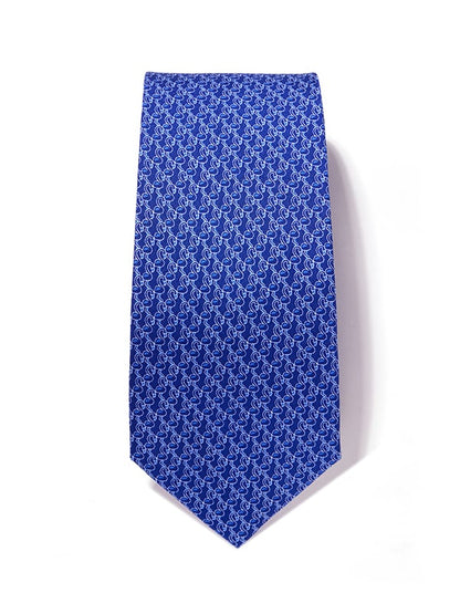 Saglia Printed Dark Blue Silk Tie