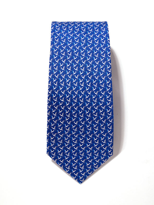Saglia Printed Dark Blue Silk Tie