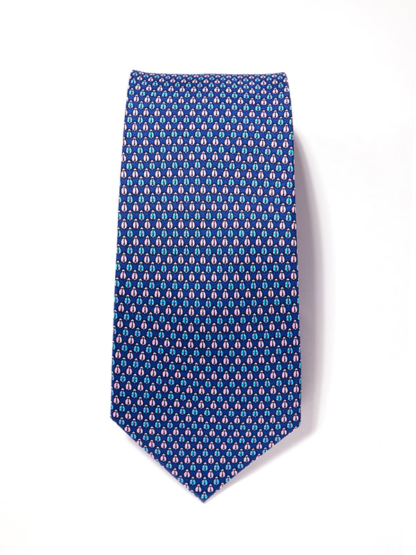 Saglia Printed Dark Blue Silk Tie