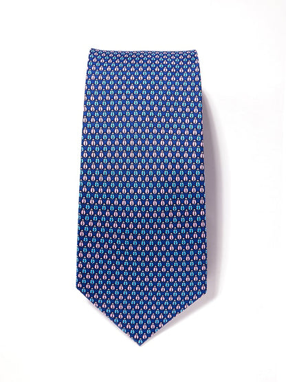 Saglia Printed Dark Blue Silk Tie