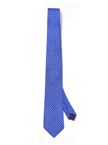Saglia Printed Dark Blue Silk Tie