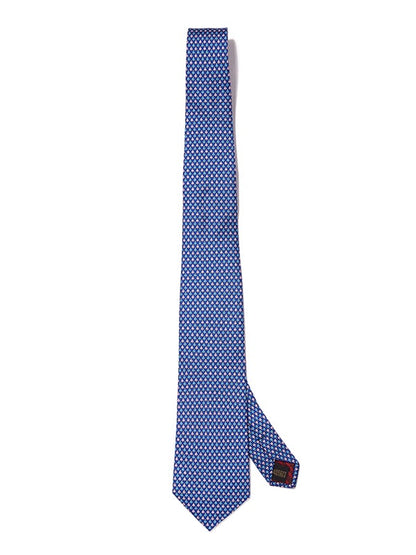 Saglia Printed Dark Blue Silk Tie
